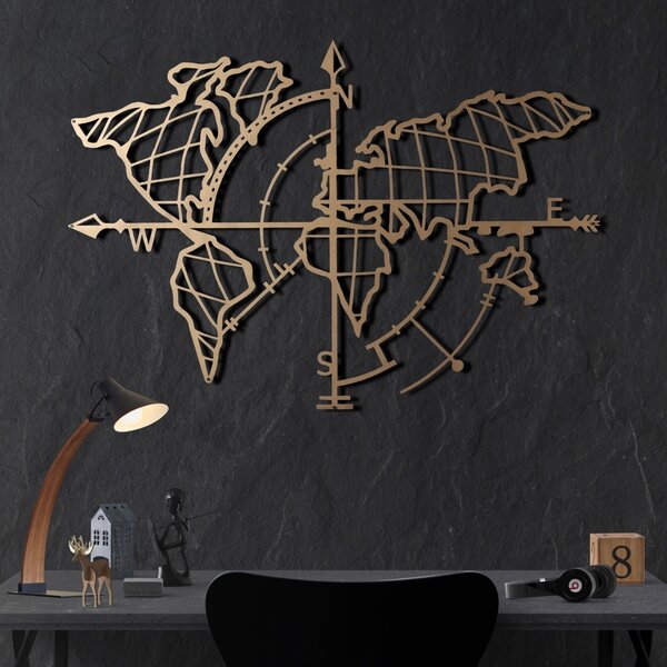 Μεταλλικός πίνακας World Χρυσό 65x95 cm