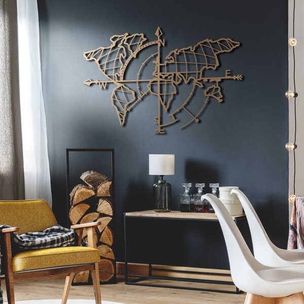 Μεταλλικός πίνακας World Χρυσό 65x95 cm