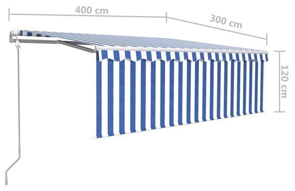VidaXL Τέντα Συρόμενη Αυτόματη με Σκίαστρο Μπλε / Λευκό 4 x 3 μ