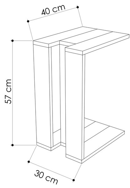 Πλαϊνό τραπεζάκι Muju Λευκό 30x57x40 cm