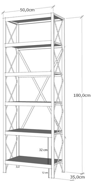 Βιβλιοθήκη Suadiye Φυσική 50x180x30 cm