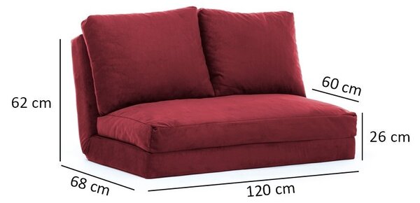 Αναδιπλούμενος καναπές 2 θέσεων Taida Καφέ 120x68x26 cm