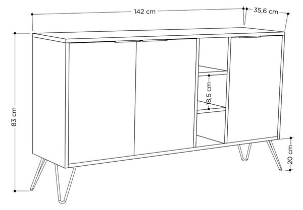 Κονσόλα Clara Λευκό 142x83x35.6 cm