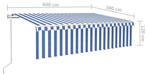 VidaXL Τέντα Συρόμενη Αυτόματη με Σκίαστρο Μπλε / Λευκό 6 x 3 μ