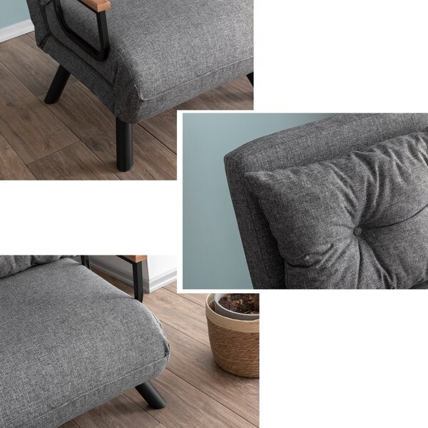 Πολυθρόνα Κρεβάτι Sando Ανοιχτό Γκρι 175x60x60 cm