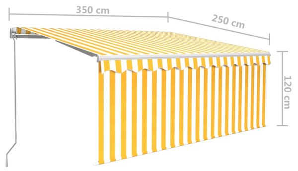 VidaXL Τέντα Συρόμενη Χειροκ. & Στόρι Σκίασης Κίτρινο/Λευκό 3,5x2,5 μ