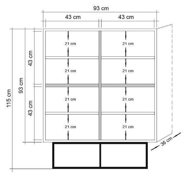 Ντουλάπα multifuncțional Quantum φυσικό 93x115x36 cm