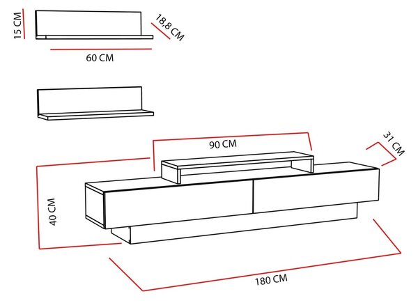 Έπιπλο TV Lucca Λευκό 180x40x31 cm