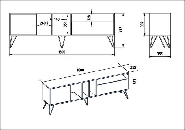 Έπιπλο TV Mistico Καρυδί 180x58.7x35.5 cm