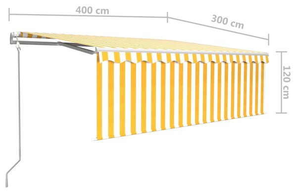 VidaXL Τέντα Συρόμενη Αυτόματη με Σκίαστρο Κίτρινο / Λευκό 4 x 3 μ