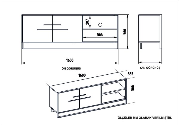 Έπιπλο TV Polka Χρυσό 160x56.6x38.5 cm