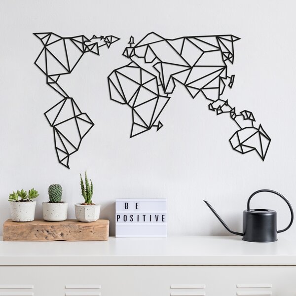 Μεταλλικός πίνακας World Μαύρο 100x58 cm