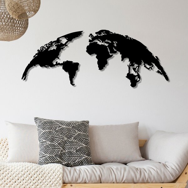 Μεταλλικός πίνακας World Μαύρο 150x59 cm