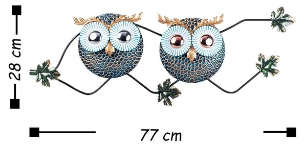 Μεταλλικός πίνακας Owl Πολύχρωμος 77x28 cm