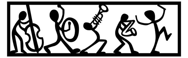 Μεταλλικός πίνακας Musicians Μαύρο 60x19 cm