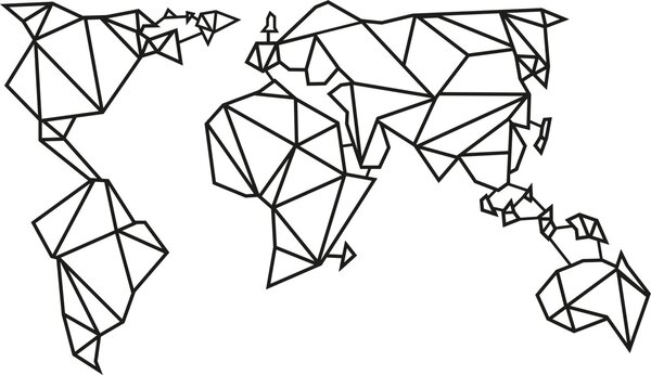 Μεταλλικός πίνακας World Μαύρο 100x58 cm