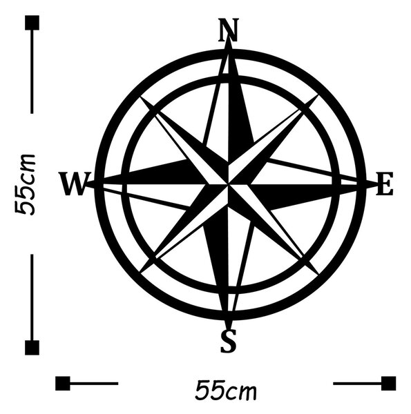 Μεταλλικός πίνακας Compass Μαύρο 55x55 cm