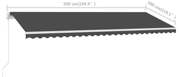 VidaXL Τέντα Χειροκίνητη Ανεξάρτητη Συρόμενη Ανθρακί 500x300 εκ