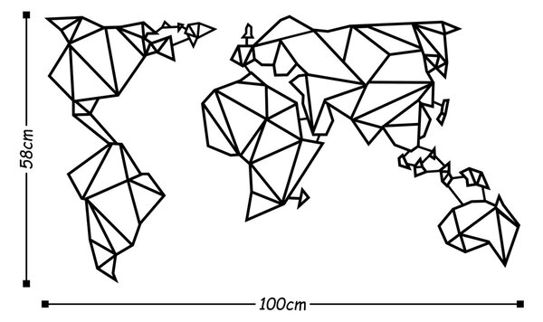 Μεταλλικός πίνακας World Μαύρο 100x58 cm