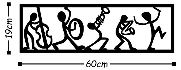 Μεταλλικός πίνακας Musicians Μαύρο 60x19 cm