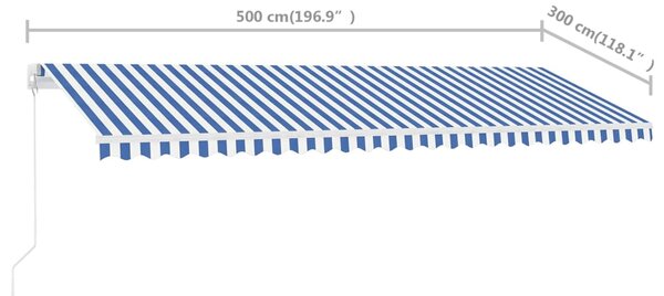 VidaXL Τέντα Χειροκίνητη Ανεξάρτητη Συρόμενη Μπλε/Λευκό 500x300 εκ