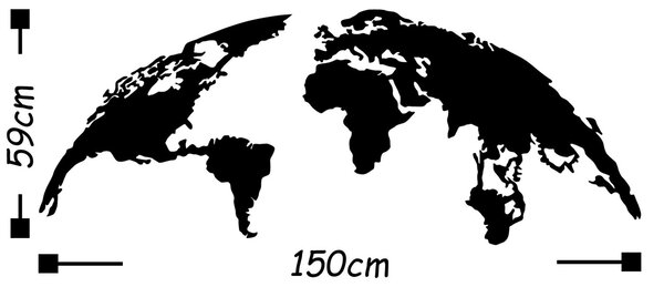 Μεταλλικός πίνακας World Μαύρο 150x59 cm