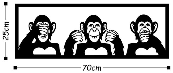 Μεταλλικός πίνακας Three Μαύρο 70x25 cm