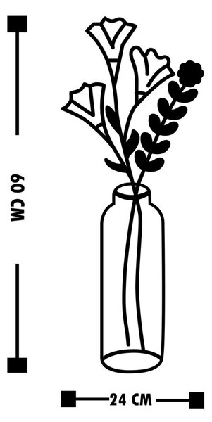 Μεταλλικός πίνακας Flower Μαύρο 24x60 cm