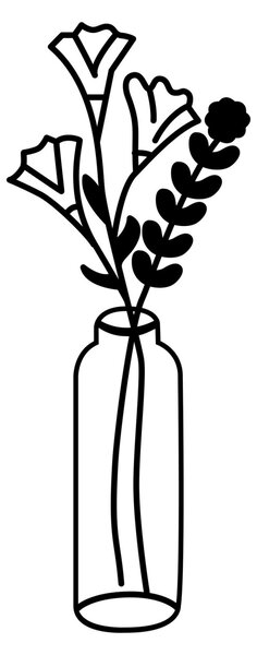 Μεταλλικός πίνακας Flower Μαύρο 24x60 cm