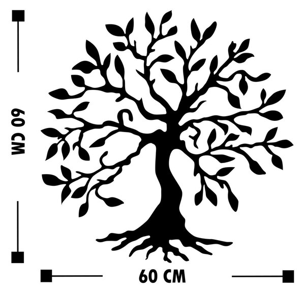 Μεταλλικός πίνακας Tree Μαύρο 60x60 cm
