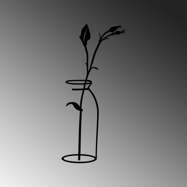 Μεταλλικός πίνακας Flower Μαύρο 33x0.15x71 cm