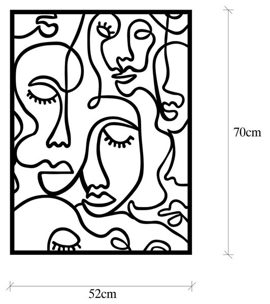 Μεταλλικός πίνακας Faces Μαύρο 52x70 cm