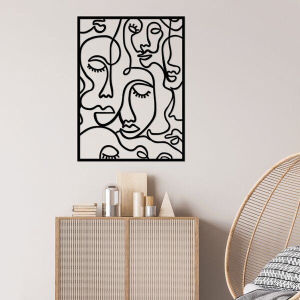 Μεταλλικός πίνακας Faces Μαύρο 52x70 cm