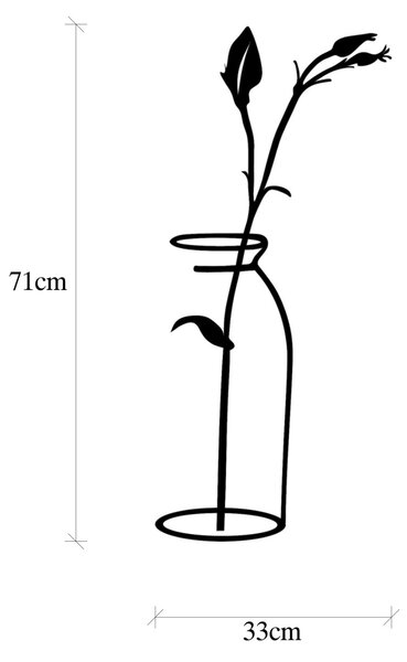 Μεταλλικός πίνακας Flower Μαύρο 33x0.15x71 cm