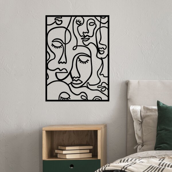 Μεταλλικός πίνακας Faces Μαύρο 52x70 cm