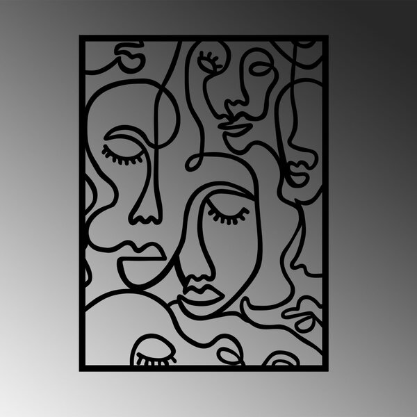 Μεταλλικός πίνακας Faces Μαύρο 52x70 cm