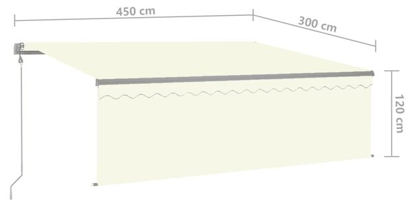 VidaXL Τέντα Συρόμενη Αυτόματη με Σκίαστρο Κρεμ 4,5 x 3 μ