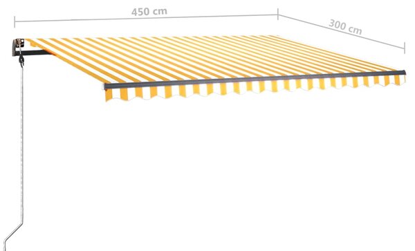 VidaXL Τέντα Συρόμενη Χειροκίνητη με LED Κίτρινο / Λευκό 450 x 300 εκ