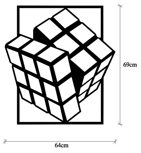 Μεταλλικός πίνακας Rubik's Μαύρο 64x69 cm