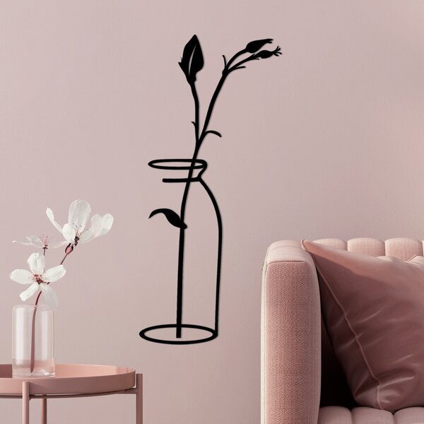 Μεταλλικός πίνακας Flower Μαύρο 33x0.15x71 cm