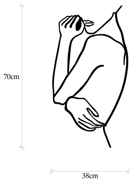 Μεταλλικός πίνακας Woman Μαύρο 70x0.15x38 cm