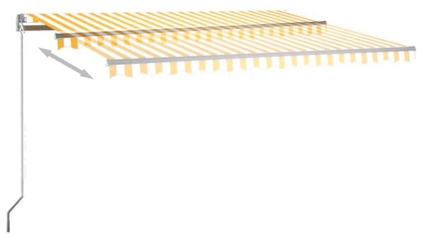 VidaXL Τέντα Αυτόματη με LED & Αισθ. Ανέμου Κίτρινο/Λευκό 450x300 εκ