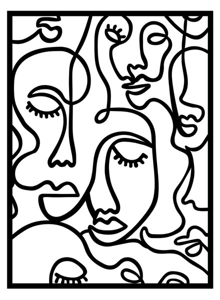 Μεταλλικός πίνακας Faces Μαύρο 52x70 cm