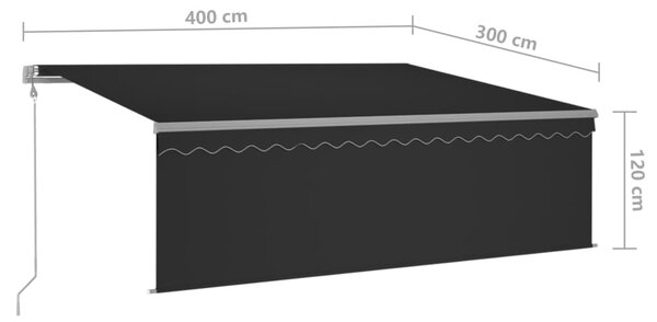 VidaXL Τέντα Αυτόματη με Σκίαστρο/LED/Αισθ. Ανέμου Ανθρακί 4 x 3 μ