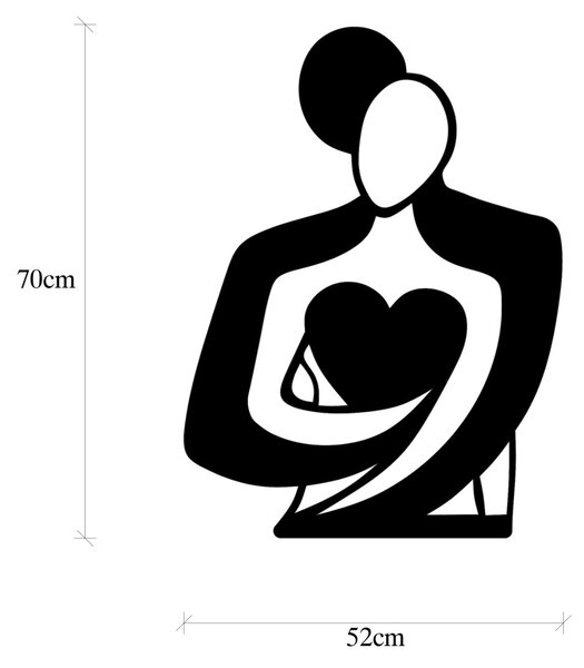 Μεταλλικός πίνακας Love Μαύρο 70x0.15x52 cm