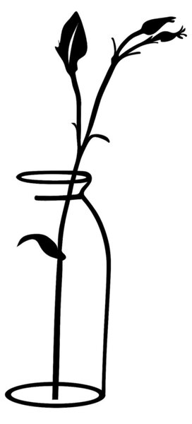 Μεταλλικός πίνακας Flower Μαύρο 33x0.15x71 cm