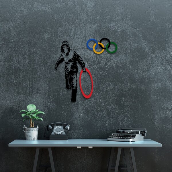 Μεταλλικός πίνακας Banksy Πολύχρωμος 62x61 cm