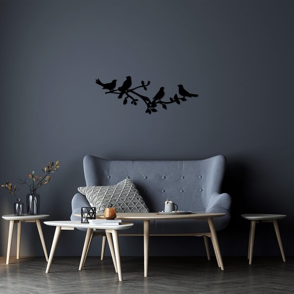 Μεταλλικός πίνακας Birds Μαύρο 70x26 cm
