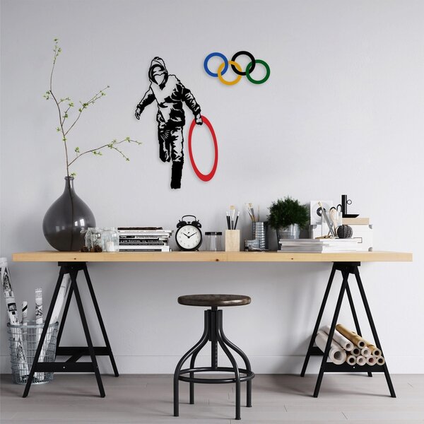 Μεταλλικός πίνακας Banksy Πολύχρωμος 62x61 cm