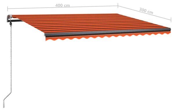 VidaXL Τέντα Συρόμενη Χειροκίνητη Ανεξάρτητη Πορτοκαλί/Καφέ 400x300 εκ